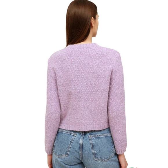 Maje‎ Purple Cardigan Size 1 Small Lurex Knit Pearl Cluster Buttons Ballet Core - Picture 9 of 16